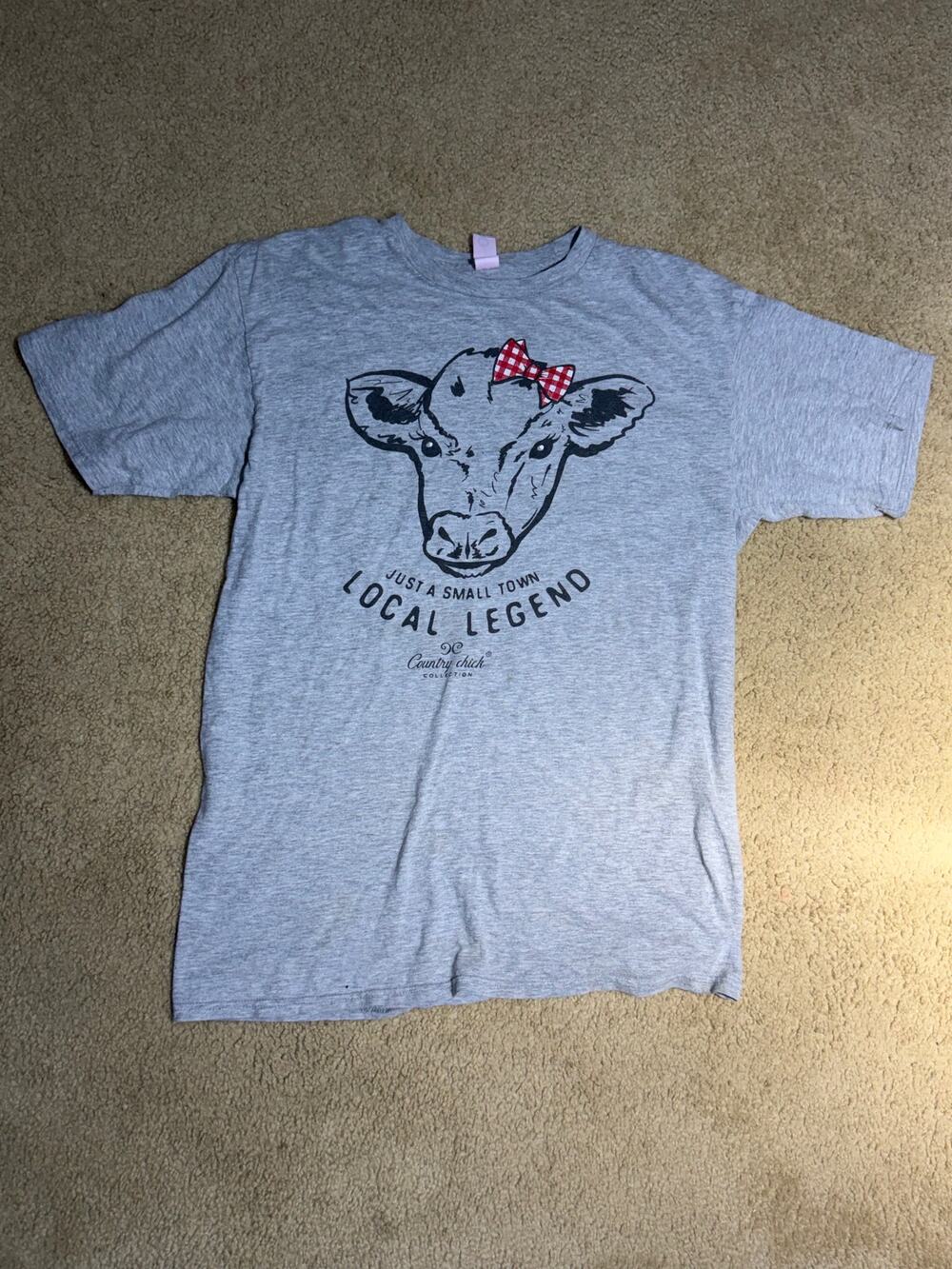 Country Chick Collection "Local Legend" Cow Graphic T-Shirt (Heather Grey)